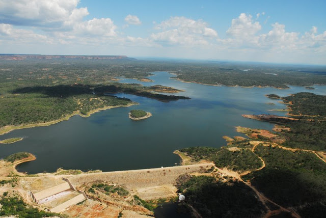 Foto aérea da barragem (Divulgação/Prefeitura de SRN)